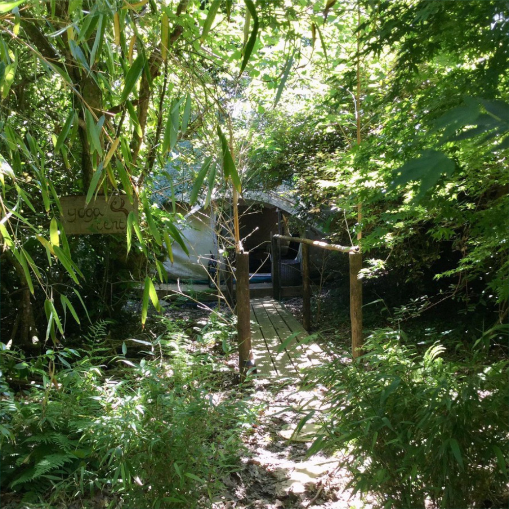 Yoga tent next to the brook