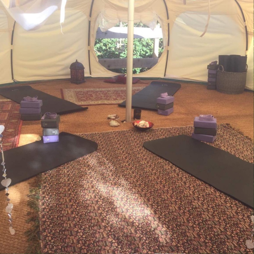 Yoga tent interior